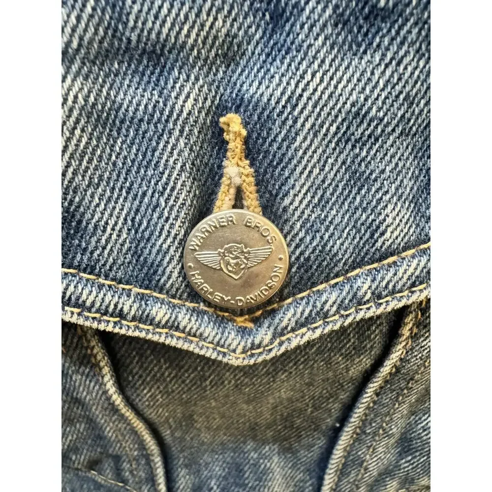 Vintage Harley Davidson TAZ Road Hog Embroidered Denim Vest XXXL Warner Bros